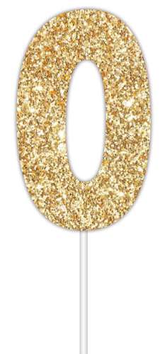 Gold Glitter Cake Topper - Number 0 - Click Image to Close
